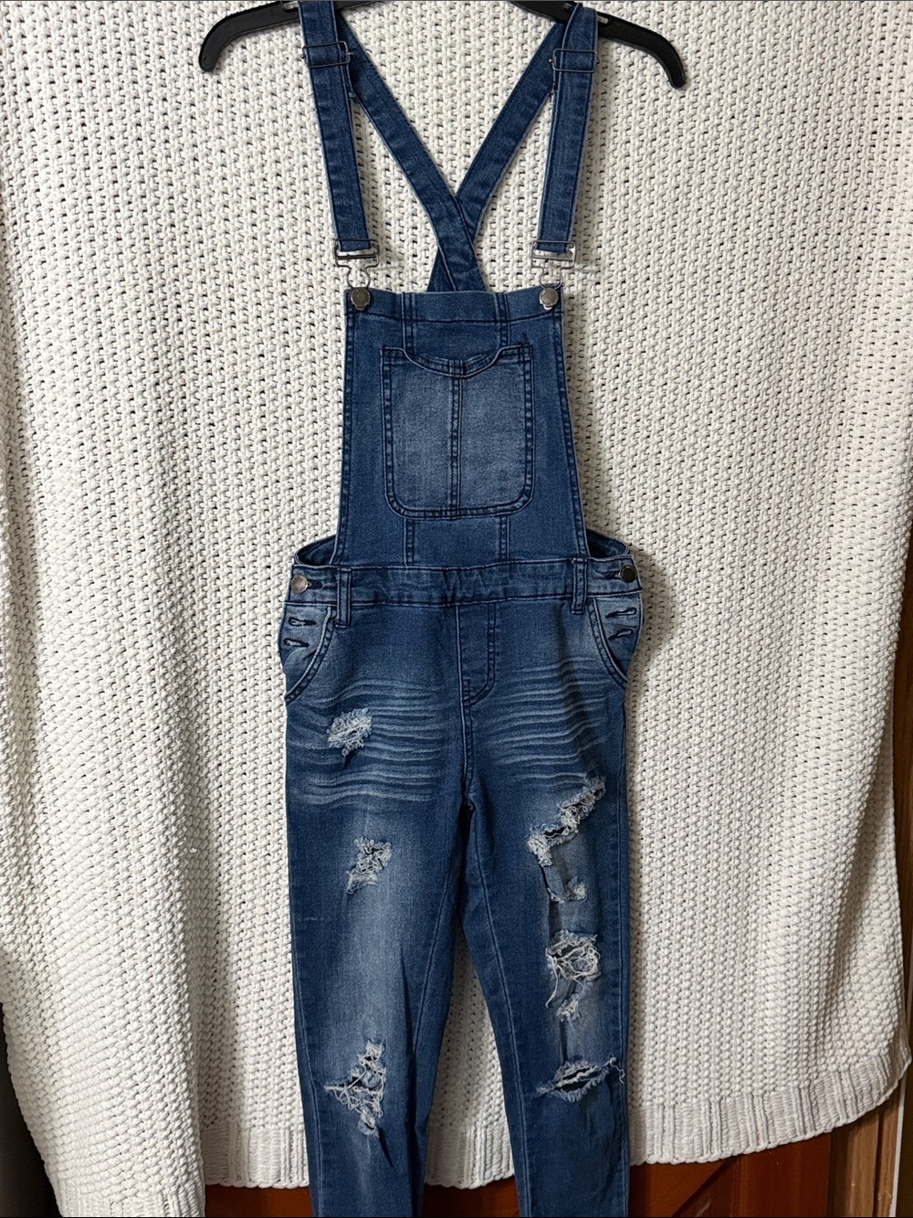 Slim Fit Blue Denim Overalls for Women 26” waste 28” inseam